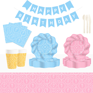 DAMAI - Juego de Vajilla para Fiesta de Revelación de Género, Platos y Servilletas para Revelación de Género, Niños y Niñas, para Baby Shower - Product Image 1