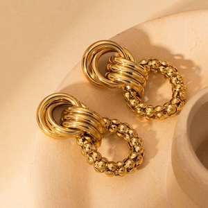 Pendientes de Cadena con Diseño Geométrico, Estilo Coreano, Color Dorado, para Mujer - Product Image 6