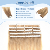 Extensions de cheveux naturels Remy chinois, 20 pièces, lisses, balayage brun chocolat, mèches blond caramel, racines, à bandes adhésives