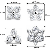 Clous d'oreilles classiques unisexes en titane et zircon, avec têtes de remplacement pour cartilage hélix à filetage interne, pour cadeau