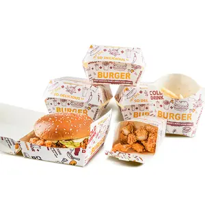 저렴한 사용자 정의 로고 인쇄 튀긴 닭 큰 창조적 인 종이 햄버거 상자 판지