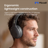 Casque audio Miccell circum-auriculaire avec ANC, Bluetooth, son de haute qualité et confortable pour les sports.
