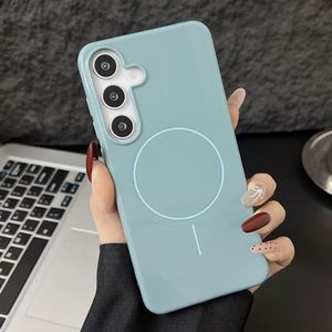 Étui en silicone souple de couleur bonbon brillant de luxe pour Samsung S25 Ultra Plus A17 A07 S24 S22 S23 S21 A05S Coque magnétique antichoc - Product Image 5