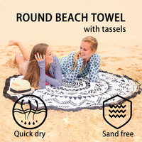 Sand Free Round Towel Super Absorbent Quick Dry Custom Digital Print Beach Towel with Tassels