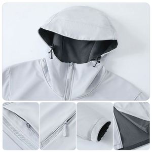 Wholesale Men's Outdoor <b>Hoodie</b> Soft Shell Jacket for Camping Lightweight Windproof Waterproof Zip-up Design Windbreak Jacket - Product Image 2