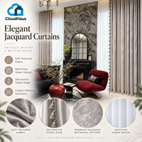 Ensemble de rideaux sur mesure de luxe taupe, jacquard damassé, occultants, voiles transparents à franges pour salle à manger moderne et classique