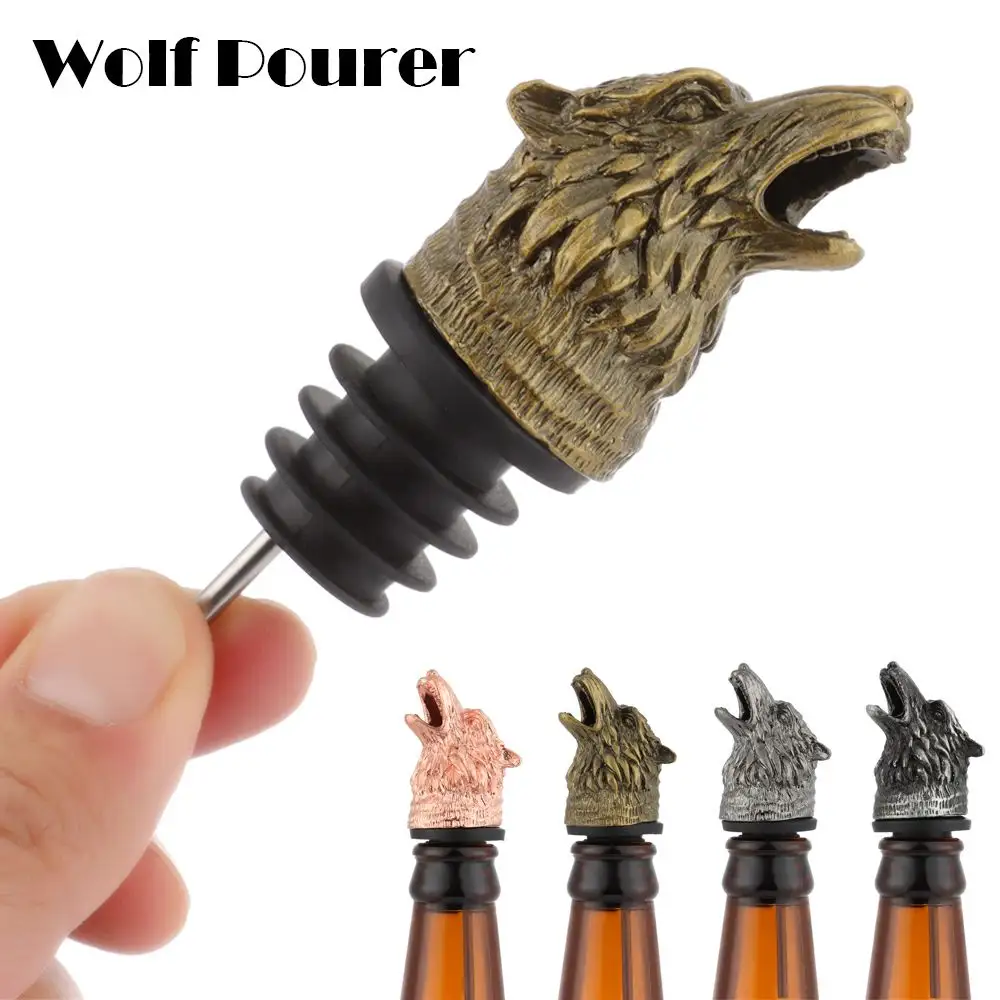 Kitchen Supplies Bar Accessories Bartender Tool Wolf Head Wine Mouth Wine Pourer Bottle Stoppers Wine stoppers Pourer Custom