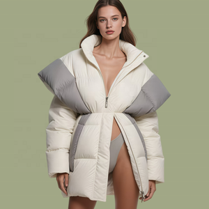 Chaqueta Acolchada de Invierno Personalizada, Impermeable, Transpirable, con Cierre, Talla Grande, de Moda, Larga, de Lujo, para <span class=keywords><strong>Mujer</strong></span>, Blanca, de Softshell - Product Image 1