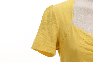 Abiti Vintage Anni '50 da Donna in Cotone <span class=keywords><strong>Giallo</strong></span>, Manica Corta, Lunghezza <span class=keywords><strong>Midi</strong></span>, Scollo a Cuore, Stile Casual Retrò per Feste - Product Image 5