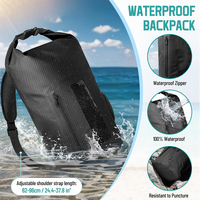 Sac à dos étanche léger à fermeture roll-top 10L/20L avec poche transparente pour activités de plein air, voyages, kayak, navigation