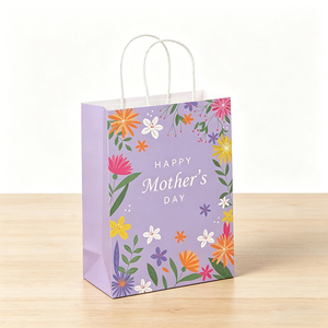 Sacs en papier imprimés de motifs floraux personnalisés, sacs cadeaux pour la fête des mères, carnation rose, sac cadeau pour la fête des mères avec poignée - Product Image 3