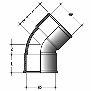 Pliage en PVC 45 ° F-F Ø 40 Produit en PVC durable - Product Image 3