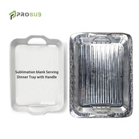 Plateaux de service rectangulaires en plastique blanc personnalisables et imprimables Prosub avec poignées, pour la table et la vaisselle, sublimation