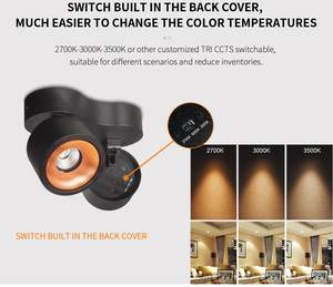 Foco LED de Techo de Aluminio con Doble Cabezal, 3CCT Ajustable, Downlight Moderno de Montaje en Superficie, Foco LED COB - Product Image 2