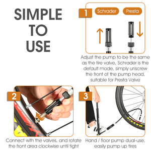 Bomba de Bicicleta de Montaña WEST BIKING de Aleación de Aluminio SV/AV, 160 PSI, Bomba Eléctrica Portátil para Bicicleta de Montaña y Carretera con Accesorios - Product Image 3