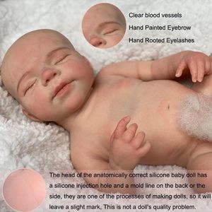 Muñecas de silicona de cuerpo completo con boca abierta de 18 pulgadas, realistas, suaves, de silicona sólida, recién nacidas, anatomía correcta, juguete educativo para niñas - Product Image 2