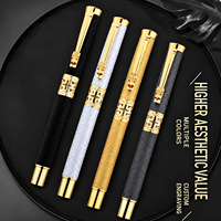 Stylos à bille en métal rose doré luxueux - Pointe fine de 1,0 mm - Logo personnalisé - Stylos sportifs pour usage promotionnel
