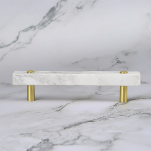Modern Nordic Minimalist Marble and <b>Brass</b> T-Shaped Cabinet Drawer <b>Knob</b> and Handle Set-Durable Easy Installation - Product Image 3