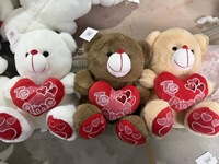 Ours en peluche mignon en forme de cœur de 30 cm, cadeau d'anniversaire pour petite amie, blanc, brun foncé, brun clair