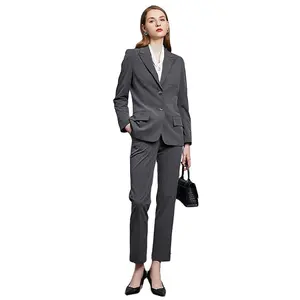 Oem Wholesale2ピーススーツセットパンツスーツ女性オフィスレディワークウェア女性フォーマルスーツブレザージャケットパンツ