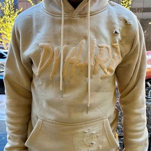 Nueva Llegada: Sudaderas con Capucha para Hombre, Estilo Desgastado, con Estampado Puff, Parches Personalizados, Cordón Ajustable, Bolsillo Canguro, Bordado, Tejido, Otoño - Product Image 2