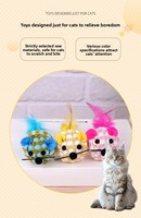 Jouet pour chat en peluche durable et résistant aux morsures, souris interactive multicolore à plumes pour chats d'intérieur et multi-chats