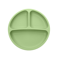 Assiette à compartiments en silicone pour bébé, vaisselle ronde à succion pour enfants, ensemble d'alimentation en silicone pour bébés