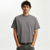 T-shirt essentiel en coton à logo personnalisé Streetwear, col rond, coupe ample, style boxy, t-shirt court pour homme