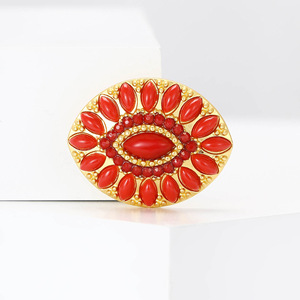 Ovale broche met marquise-stenen en strass-<span class=keywords><strong>halo</strong></span> voor damesjassen en sjaals, 26x32mm, 4 kleuren - Product Image 2