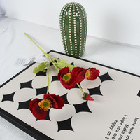 Vente chaude 4 têtes fleurs de pavot artificielles flocage tige Faux mariage et noël maison décoration extérieure