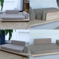 Cama Sofá Premium Moderna para Mascotas con Base de Madera, Felpa Impermeable, Esponja Lavable y Extraíble, Espuma Viscoelástica para Perros Pequeños