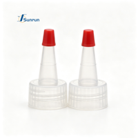 Tapa de rosca de plástico con boquilla larga de fábrica 24/410, 20mm 24mm 28mm, con tapa superior roja, para botella con boquilla para dispensar salsa de tomate, pegamento, tinta, pasta