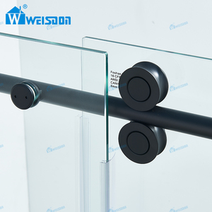 Weisdon Tùy Chỉnh Màu Đen Mờ Duy Nhất Trượt Thép Không Gỉ Tempered Glass Tắm Không Khung Cửa - Product Image 3