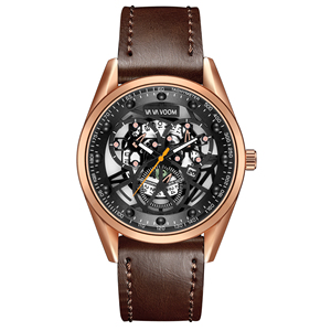 Luxury Mens Skeleton Automatic Watch Leather Strap Transparent Dial Mechanical Wristwatch Waterproof Luminous - Product Image 2