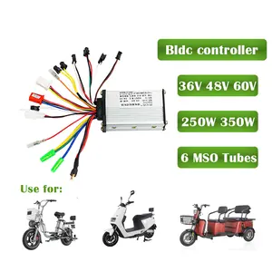 Controlador de motor elétrico para bicicleta, 36v, 48v, 6 tubos, 250w, peças para bicicleta elétrica, interruptor de scooter, velocidade sem escova, dc, controlador de motor 48v, 250w