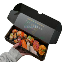 Umweltfreundliche Sushi-Boxen mit Individuellem Logo-Aufdruck in Matt-Schwarz mit Dip-Sauce-Becher, Faltbare Sushi-Rollen-Verpackung zum Mitnehmen