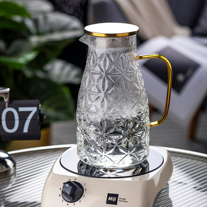 Tianxing Glass Water Pitcher <b>Set</b> 1800Ml With 350Ml Cup <b>Beverage</b> <b>Serving</b> <b>Set</b> High Temperature Resistant Elegant Design - Product Image 3