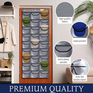 Organisateur de chapeaux à 27 poches, support de rangement transparent à suspendre sur la porte pour casquettes de baseball et vêtements - Product Image 3