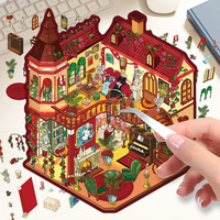 Autocollants décoratifs 3D tendance pour jouets, motif château gothique vintage, rose et scène de chalet de dessin animé