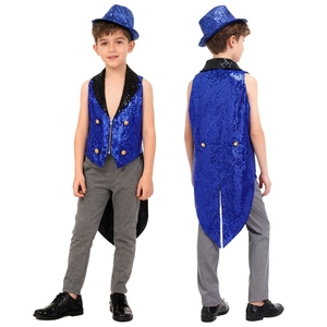 Chaleco Medieval para Niños de 6 a 16 Años con Sombrero Fedora de Color Sólido, Gorra de Baile Jazz, Traje de Circo, Disfraces Profesionales para Espectáculos de Danza - Product Image 5