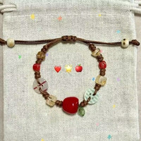 Appelparadijs Handgeweven Niche Kleurrijke Kraal Armband met Knopen Schattig Zoet en Fris Damesgeschenk 2025 Nieuwe Aanwinst Sieraden