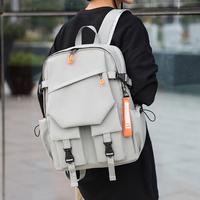 Sac à dos étudiant grande capacité style coréen, fermeture éclair, couleur unie, en nylon, mode décontractée, pour homme, imperméable et antivol