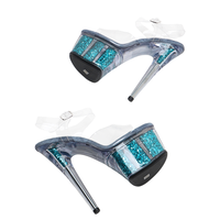 17CM / 7 pouces PVC supérieur femmes mode haut talon plate-forme bride à la cheville sandale pôle chaussures de danse