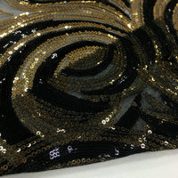 Tissu de broderie en tulle à paillettes bicolore de haute qualité en polyester noir à la mode de 3 mm