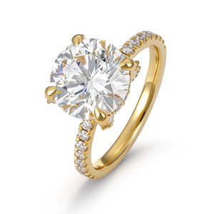 Anillo de Compromiso Personalizado con Diamante Cultivado en Laboratorio de 4 Quilates, Corte Brillante, Oro Amarillo de 18k, Color DEF, Certificado IGI, Anillo de Boda para Mujer, Diseño Hoja de Oro - Product Image 1