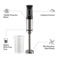 Mixeur Plongeant Électrique Portable 1200W avec Boîtier en Plastique Détachable pour Usage Domestique et Hôtelier, 2 Vitesses, Facile à Utiliser avec Pièces Clés