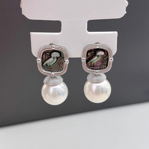 S925 <b>Silver</b> DIY <b>Pearl</b> Accessories Fashion <b>Silver</b> Jewelry <b>Earrings</b> with 11-15mm Round Beads 22333 Empty Earnail Tray - Product Image 3