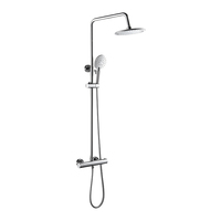 Douche ronde en laiton chromé Mélangeur de douche à effet pluie en laiton massif à deux fonctions
