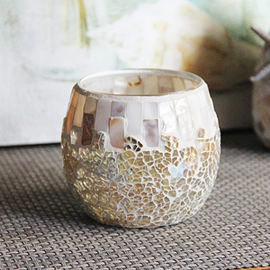 Crackle Glass Stained Glass Mosaic Design portacandele fatto a mano con candela per ornamenti natalizi - Product Image 2