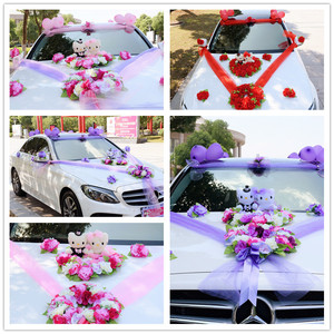 Matrimonio di lusso decorazione floreale arrangiamento centrotavola matrimonio <span class=keywords><strong>auto</strong></span> fiore nastro fiocchi floreali <span class=keywords><strong>per</strong></span> <span class=keywords><strong>auto</strong></span> da sposa da sposa - Product Image 5